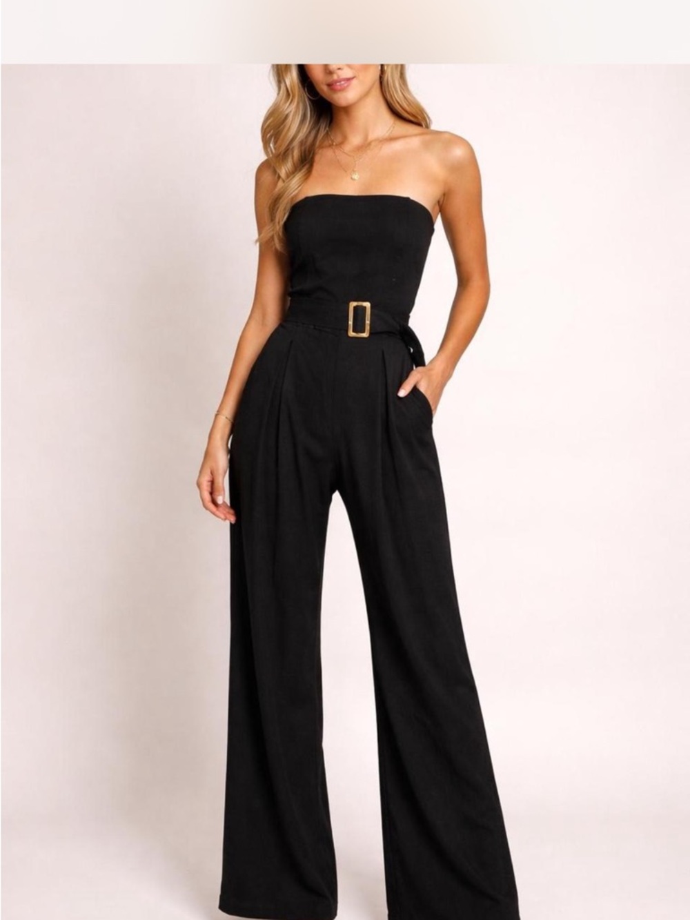 Strapless Wide-Leg Jumpsuit missing the belt size S brown NWOT
